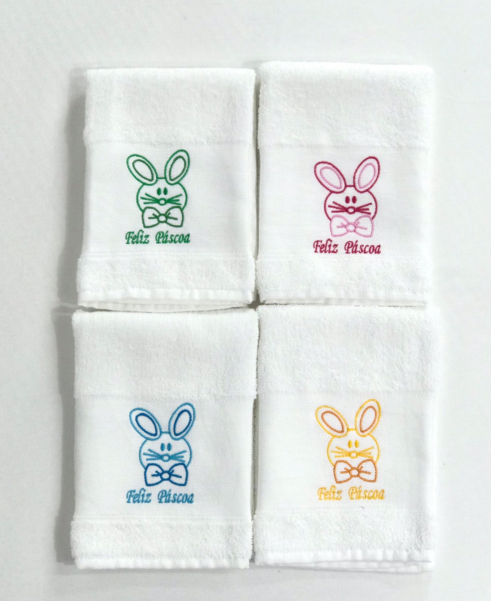 Pano de Cozinha Felpo Branco Coelho Feliz Páscoa