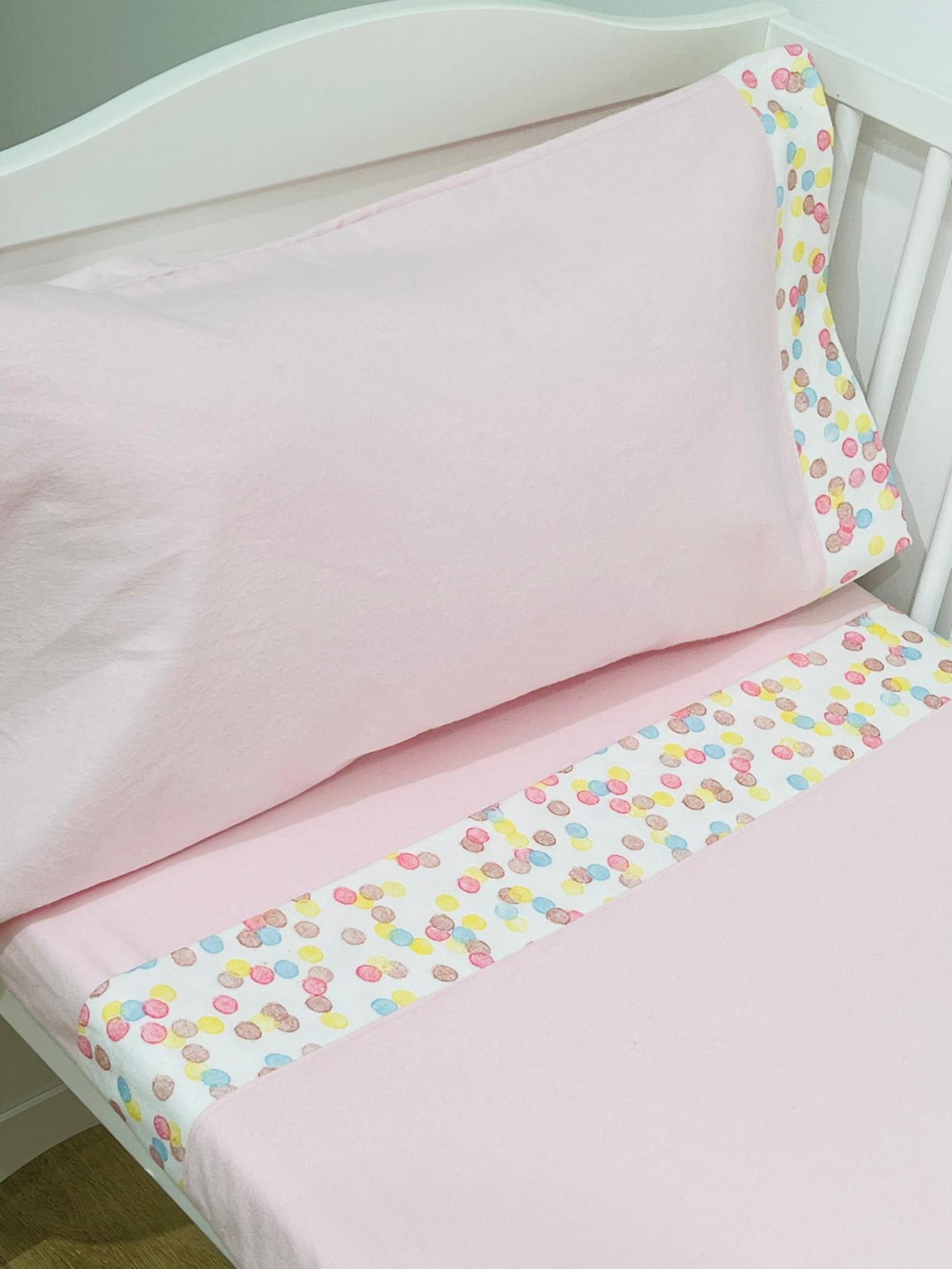 Jogo de Cama Bebé Bolinhas Coloridas Flanela
