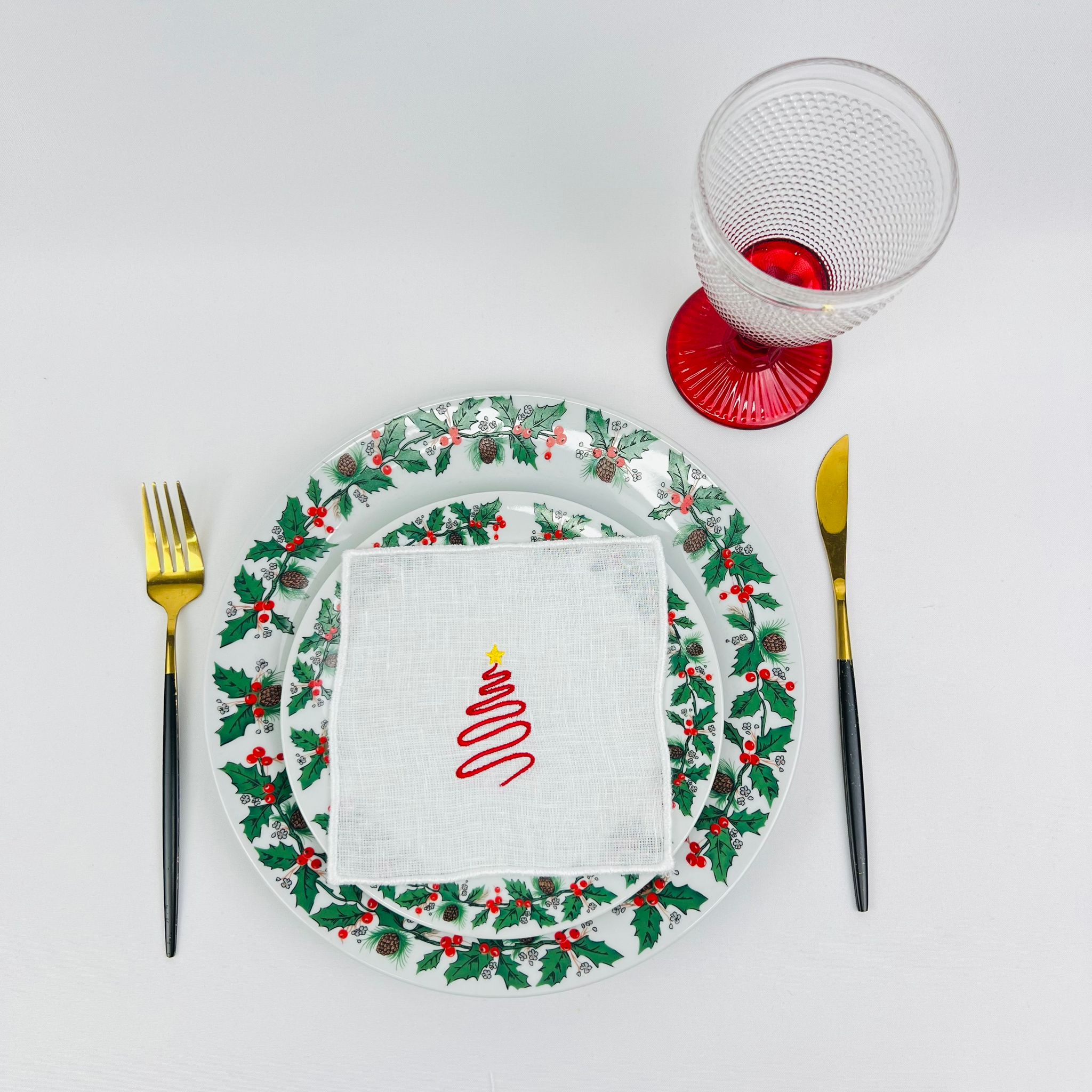 Guardanapo Cocktail Christmas Tree Red