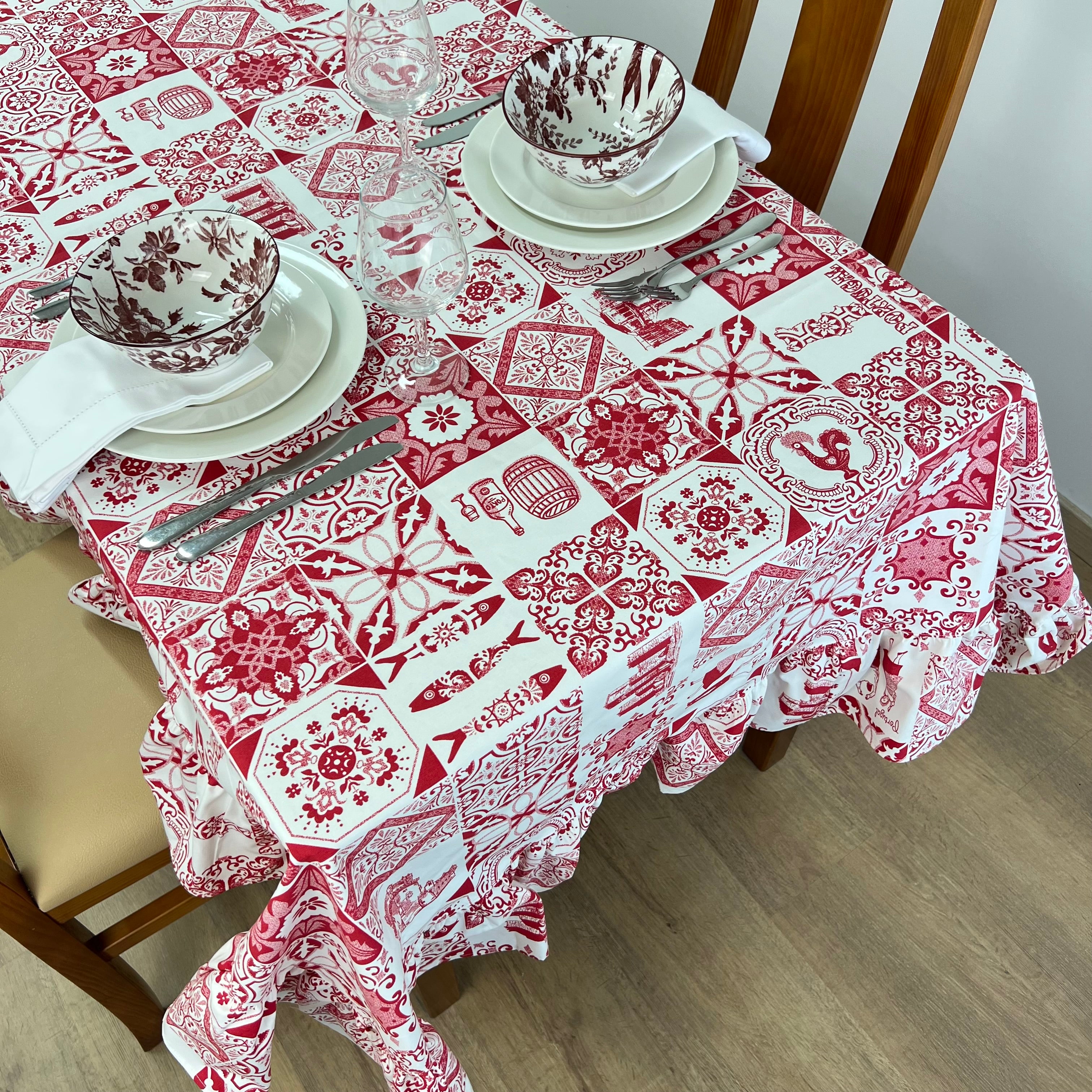 Toalha de Mesa Azulejo Folho