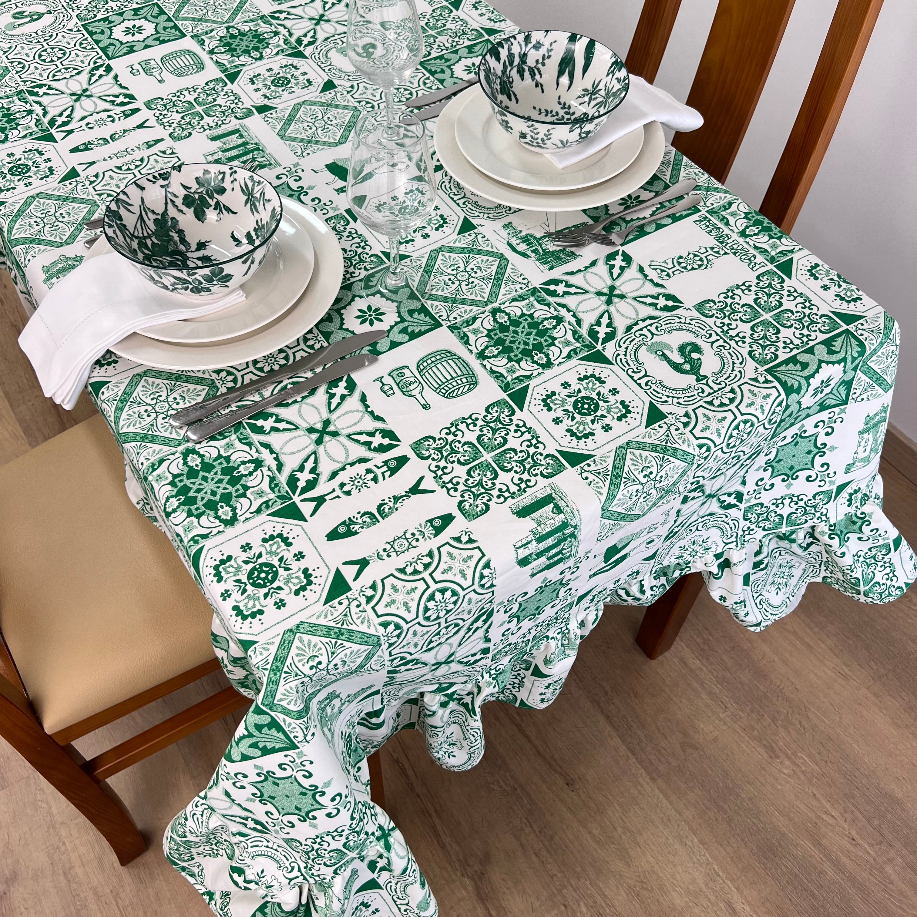 Toalha de Mesa Azulejo Folho