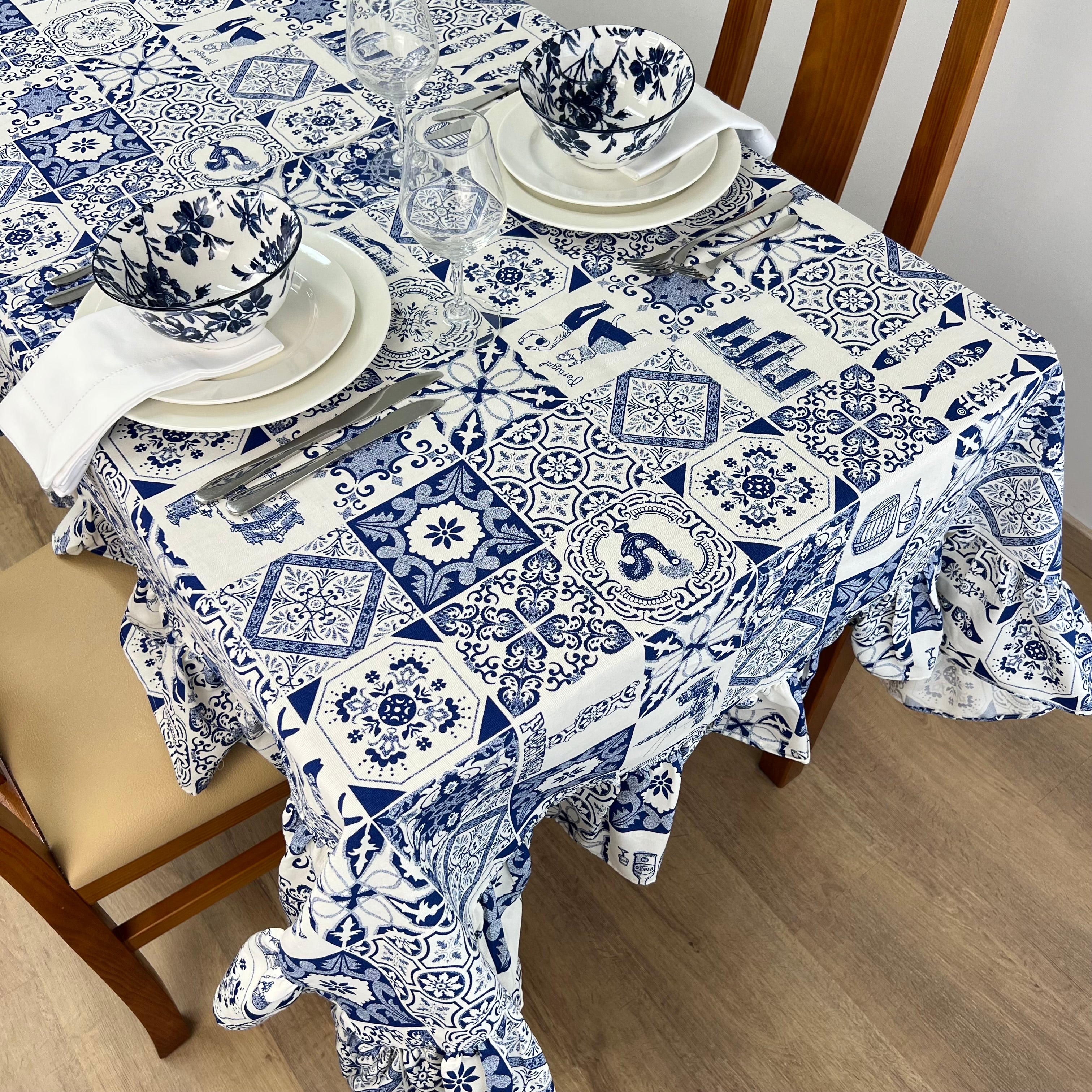 Toalha de Mesa Azulejo Folho